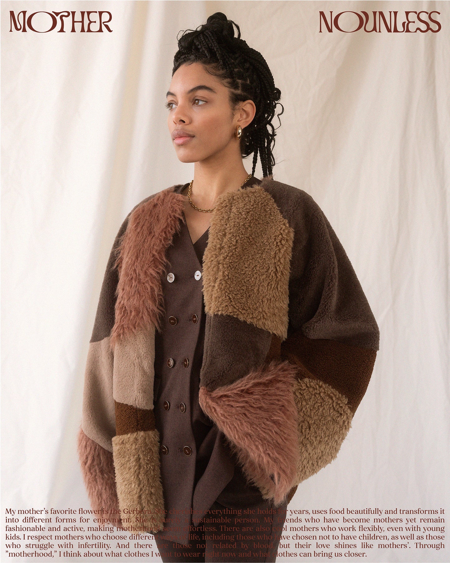 QUILTING PATCHWORK FAKE FUR COAT