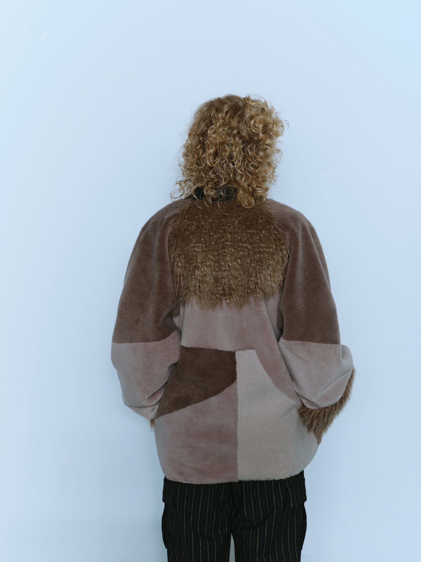 QUILTING PATCHWORK FAKE FUR COAT