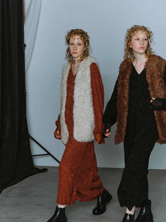 FUR LIKE WARM KNIT VEST