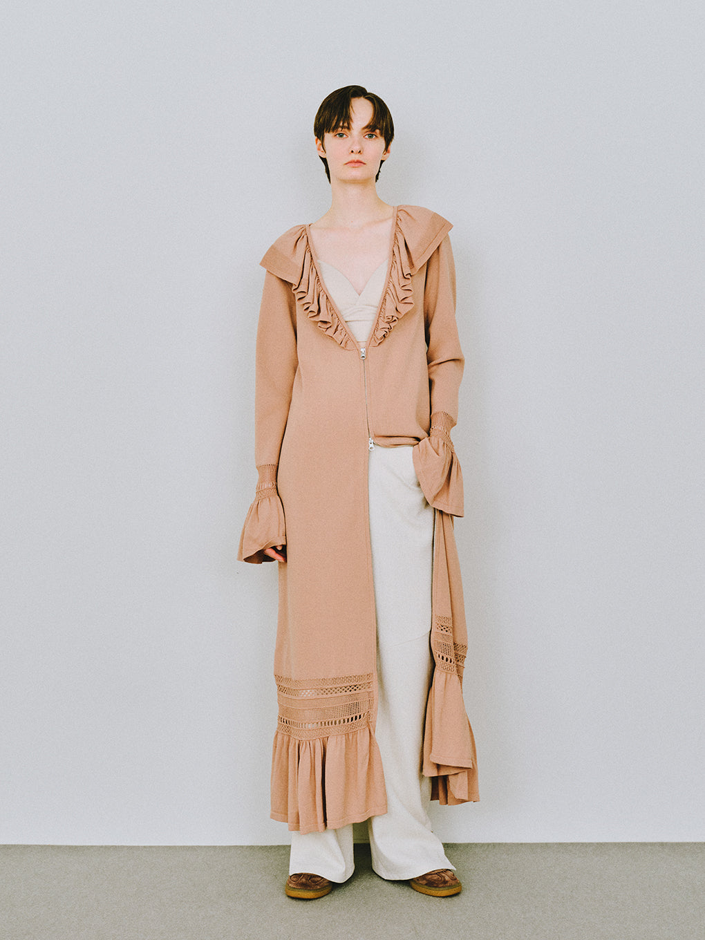 2WAY FRILL KNIT LONG DRESS