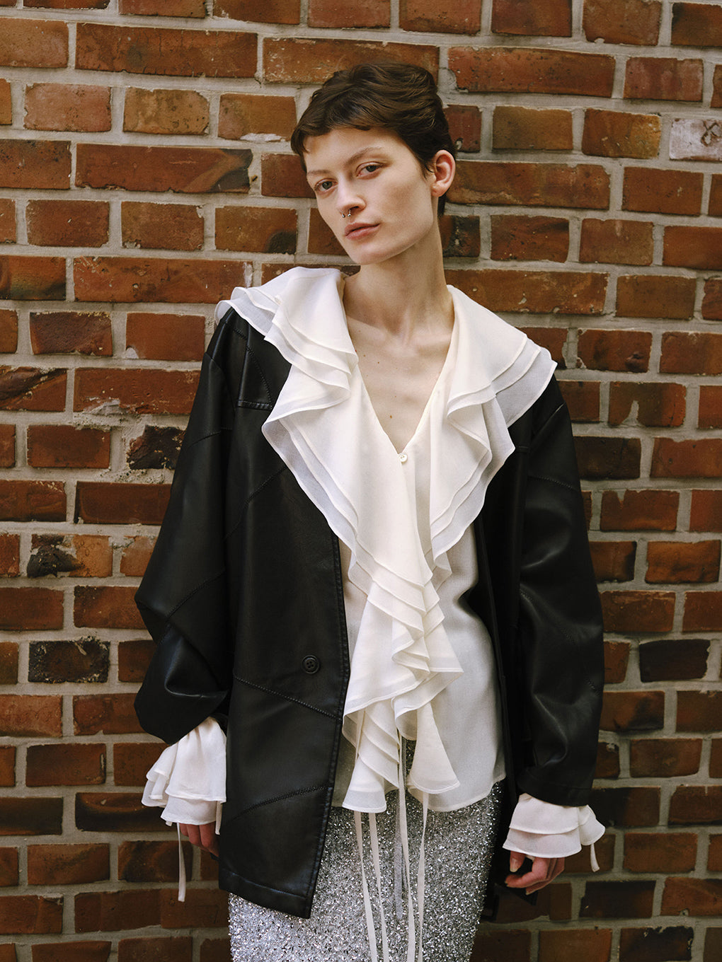 PATCHWORK FAKE LEATHER JACKET