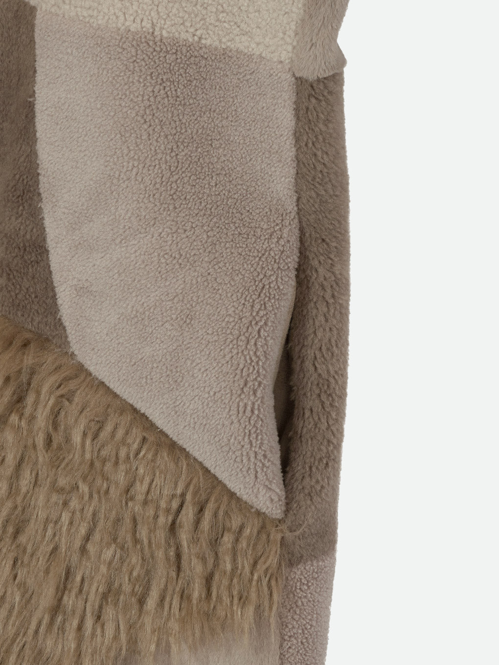 QUILTING PATCHWORK FAKE FUR COAT