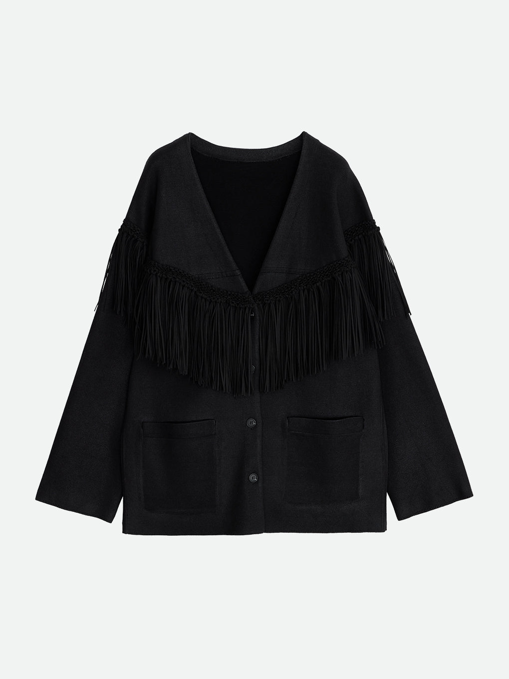 VINTAGE LIKE FRINGE KNIT JACKET