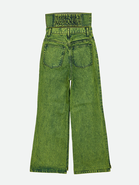 CORSET WITH WIDE DENIM PANTS