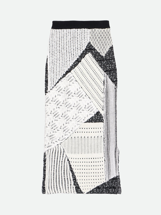 PATCHWORK I LINE KNIT SKIRT