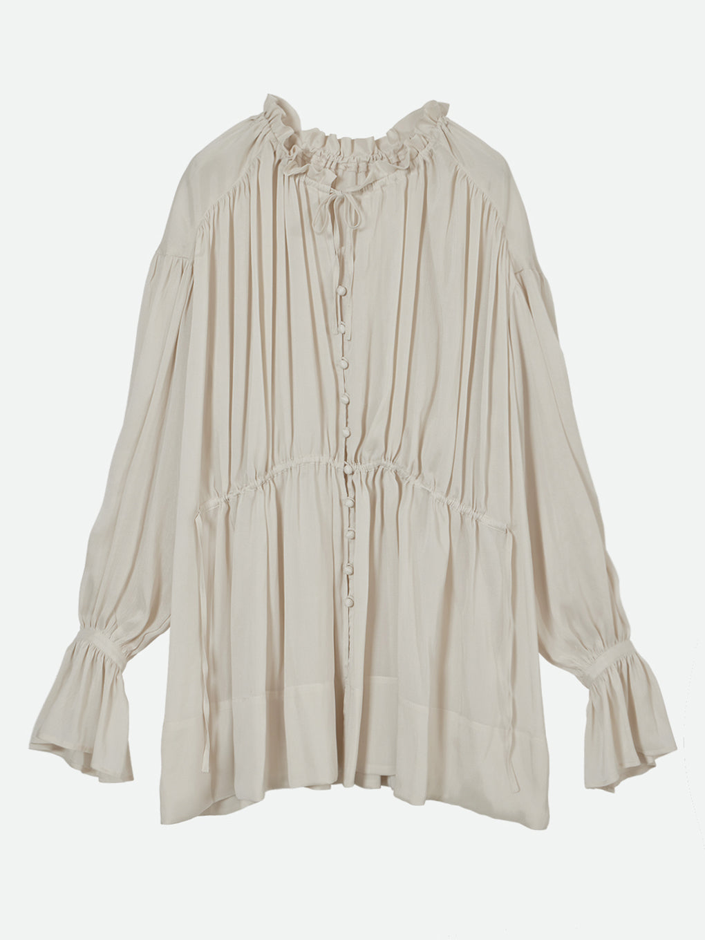 GATHER FLUFFY TUNIC BLOUSE