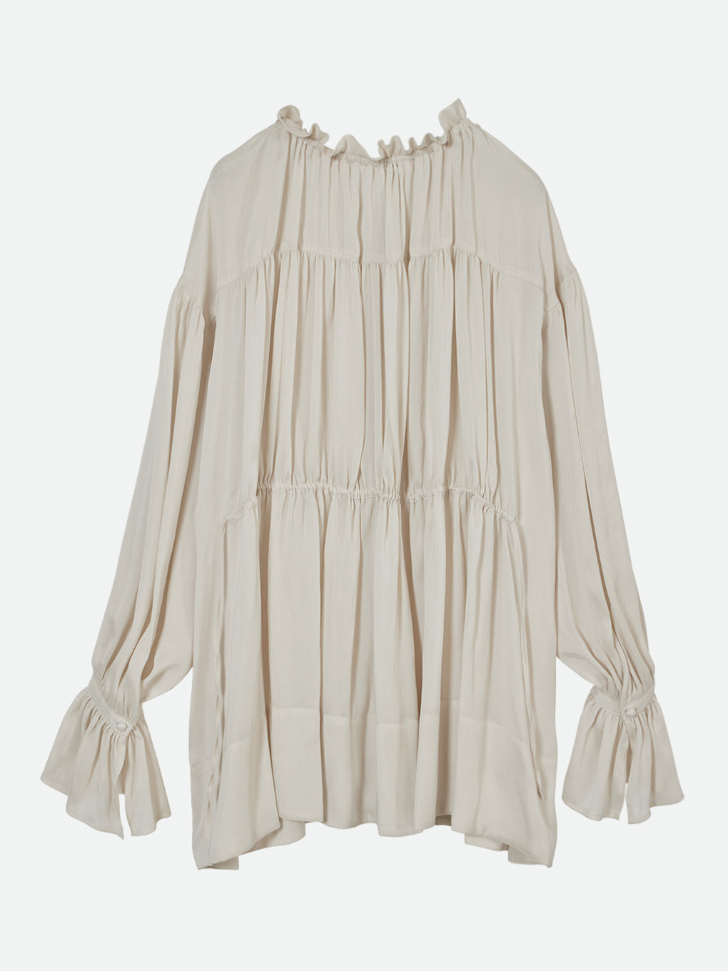 GATHER FLUFFY TUNIC BLOUSE
