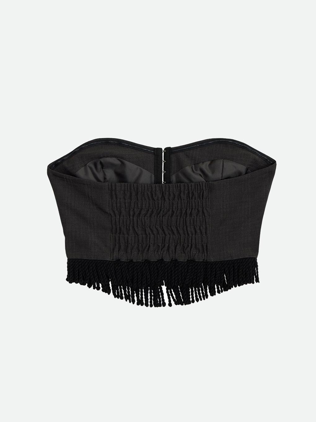CHECK FRINGE BARE BUSTIER