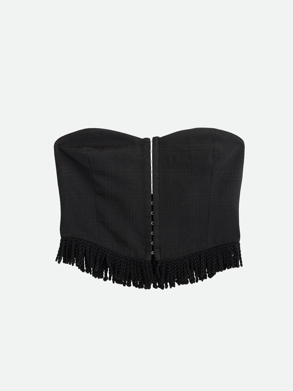 CHECK FRINGE BARE BUSTIER