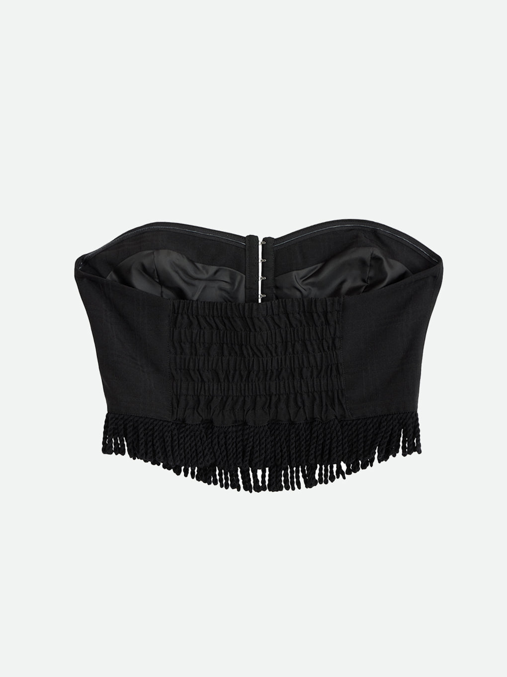 CHECK FRINGE BARE BUSTIER