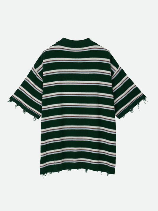 NL BORDER GRUNGE BIG POLO KNIT