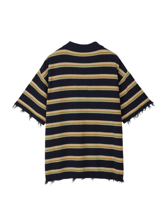 NL BORDER GRUNGE BIG POLO KNIT