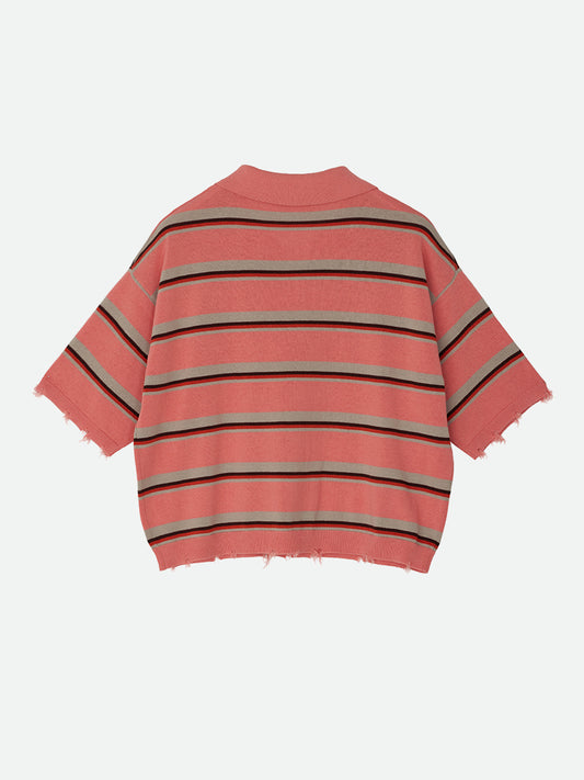NL BORDER GRUNGE MINI POLO KNIT