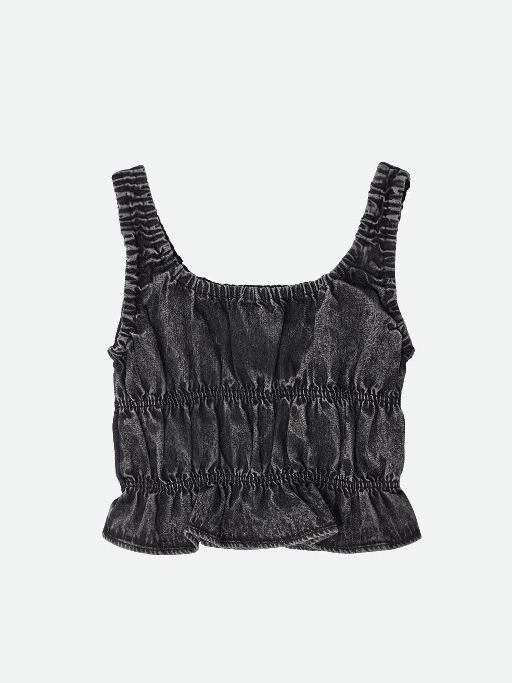 TIERED AGING LIKE DENIM TOPS