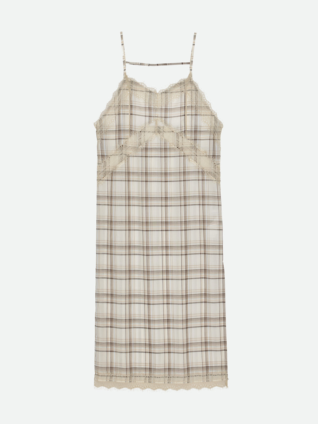 SHEER CHECK LONG CAMISOLE
