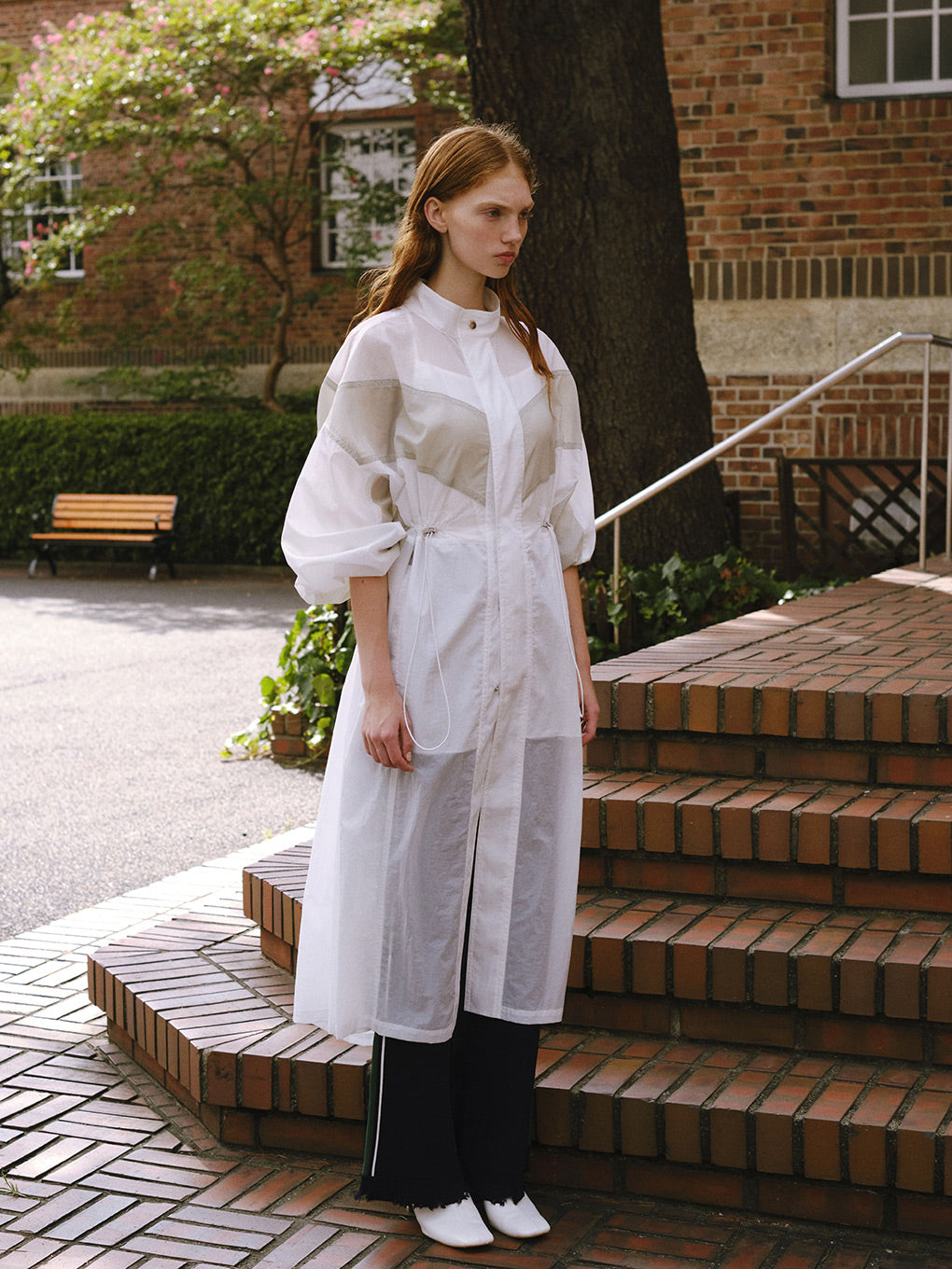 SHEER DRAWSTRING OVERCOAT
