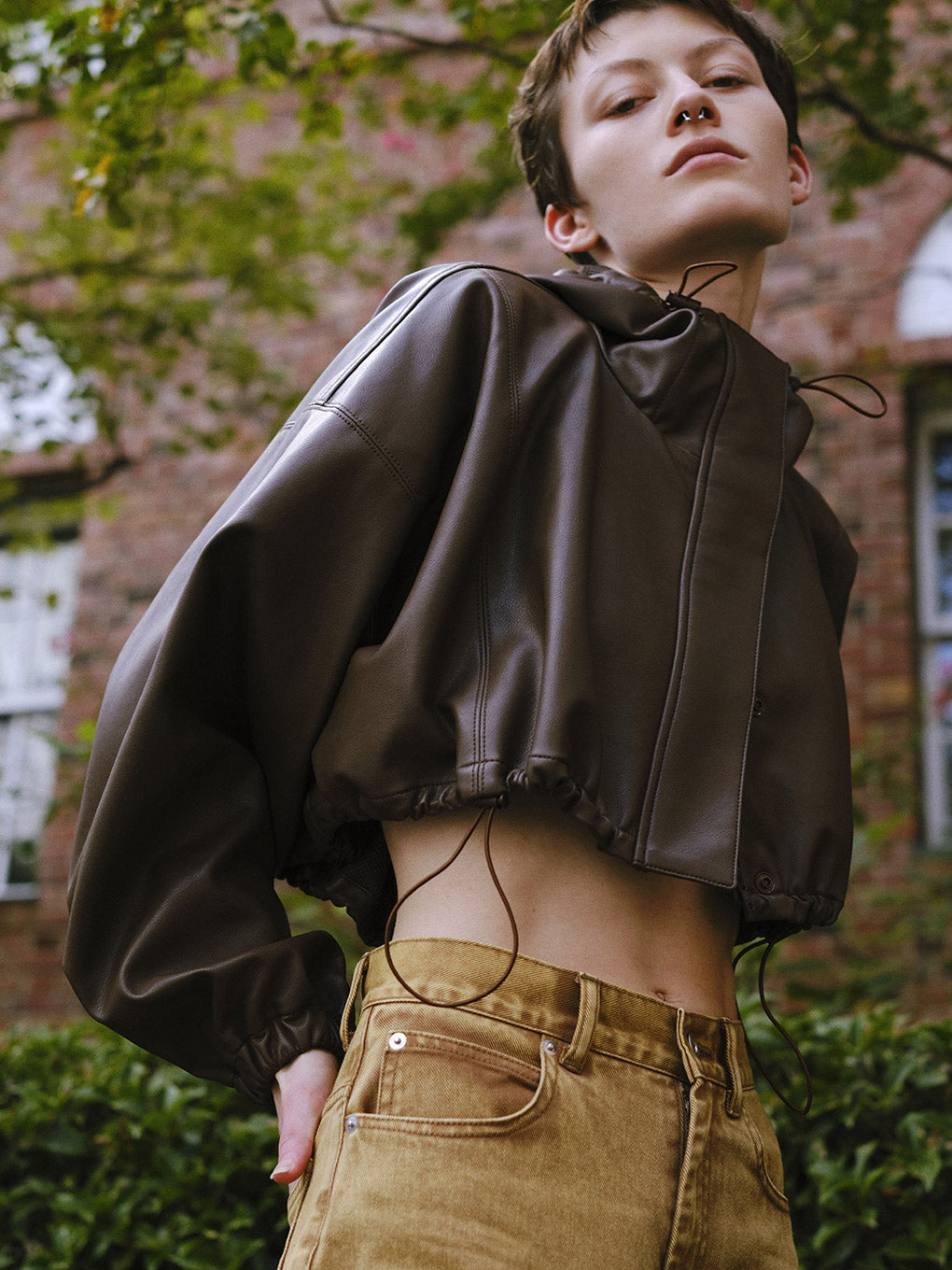 FAKE LEATHER SHORT ANORAK