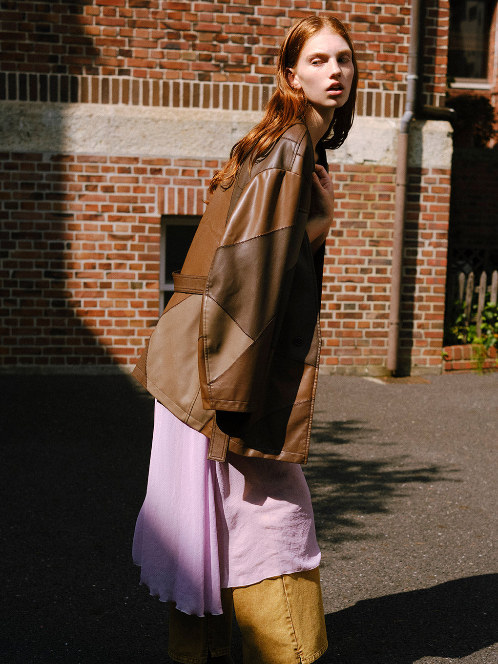 PATCHWORK FAKE LEATHER JACKET