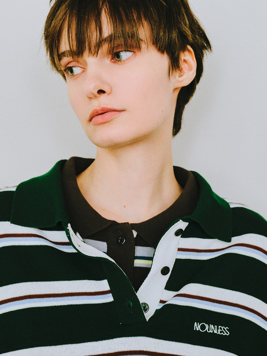 NL BORDER GRUNGE MINI POLO KNIT