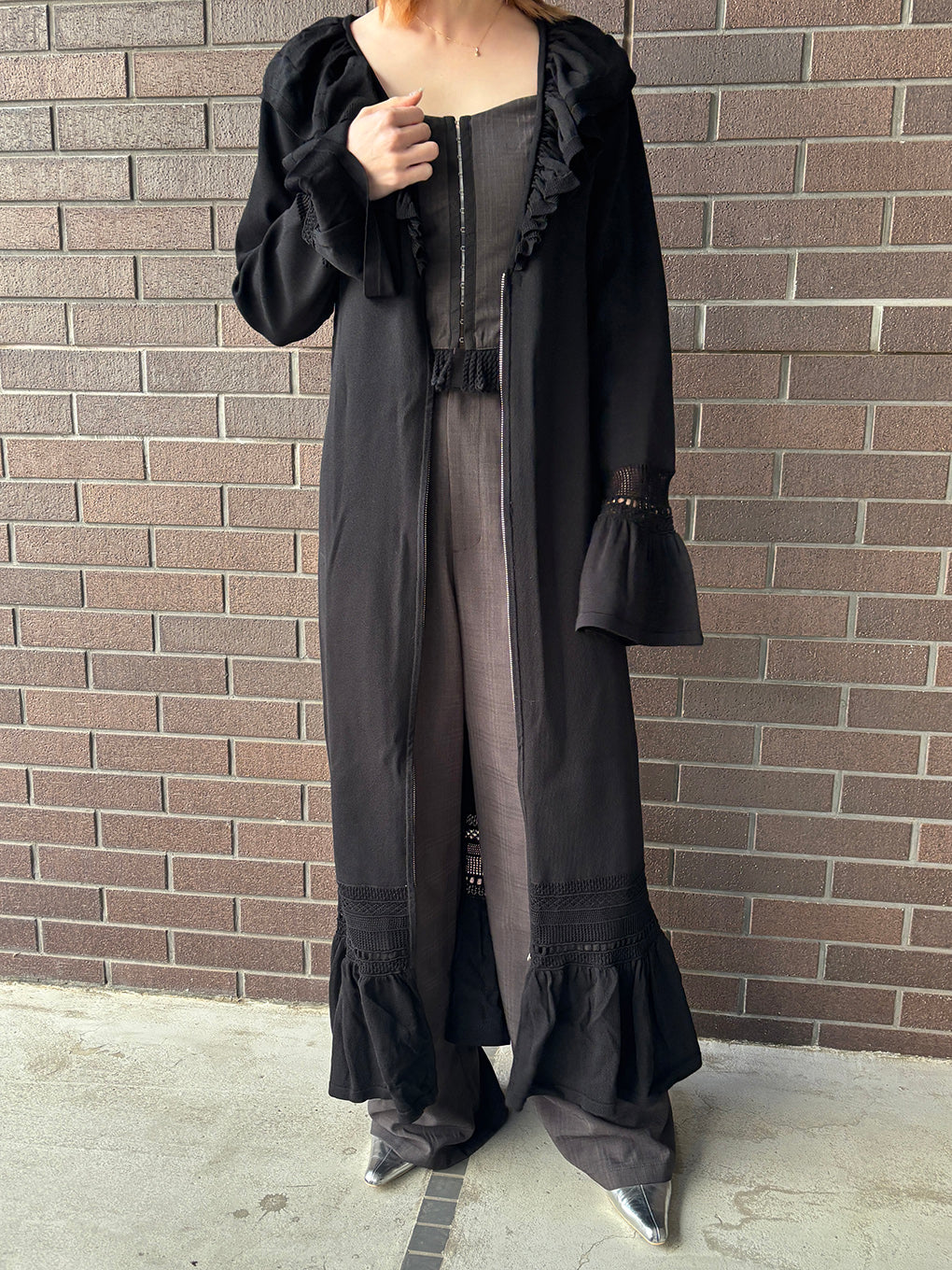 2WAY FRILL KNIT LONG DRESS