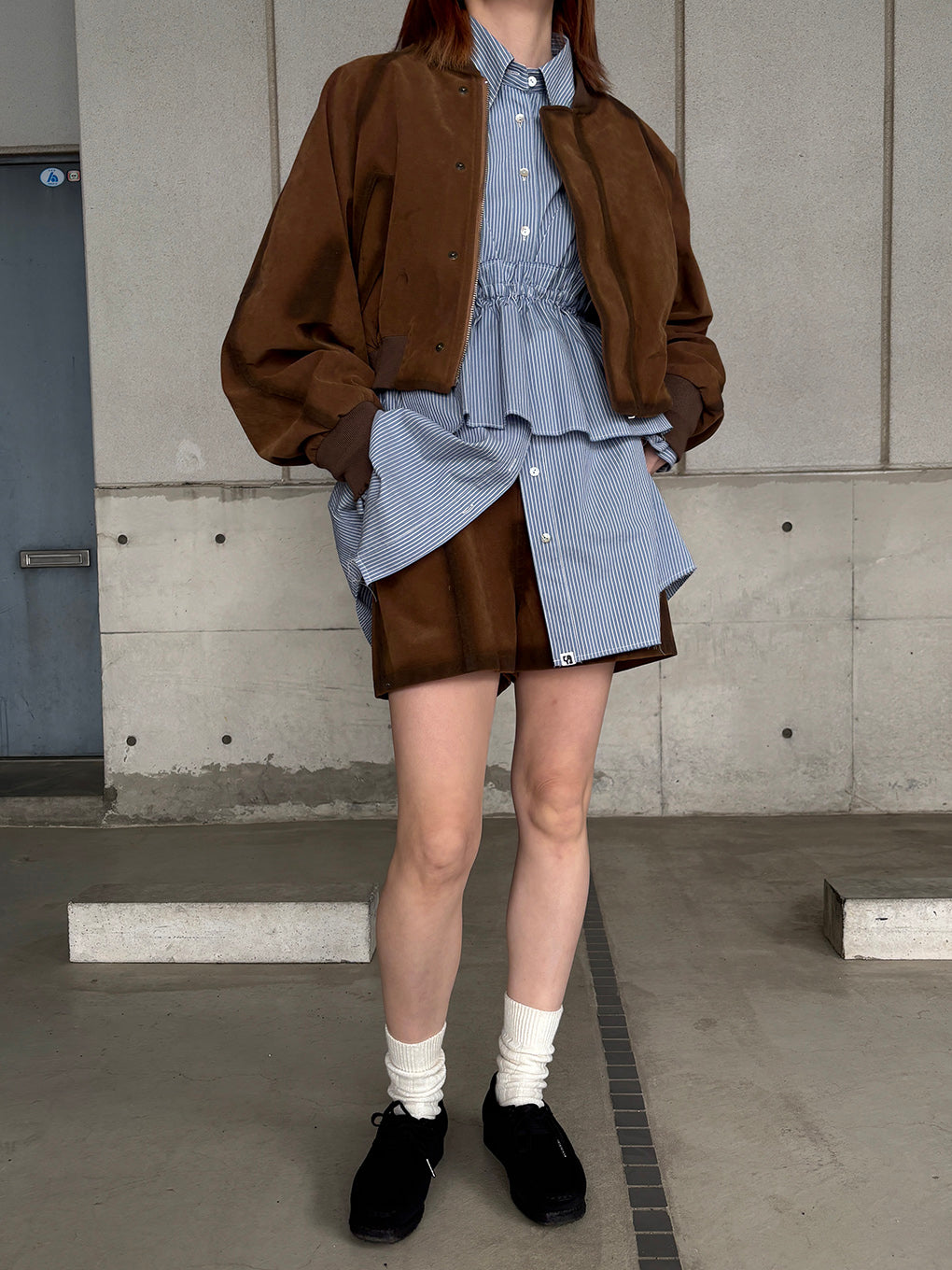 FAKE AGING SUEDE LIKE SHORT PANTS