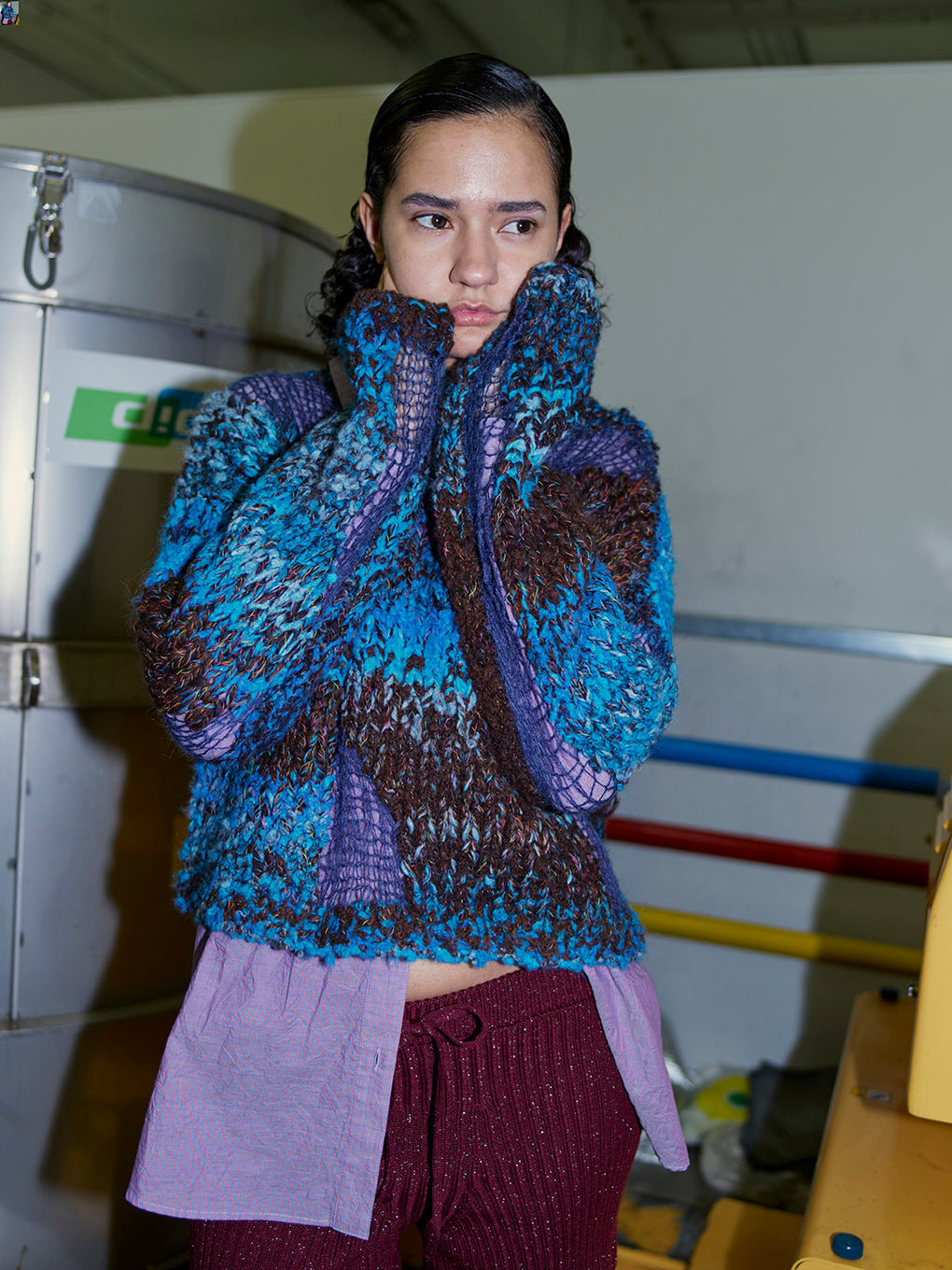 MIX YARN INTARSIA KNIT
