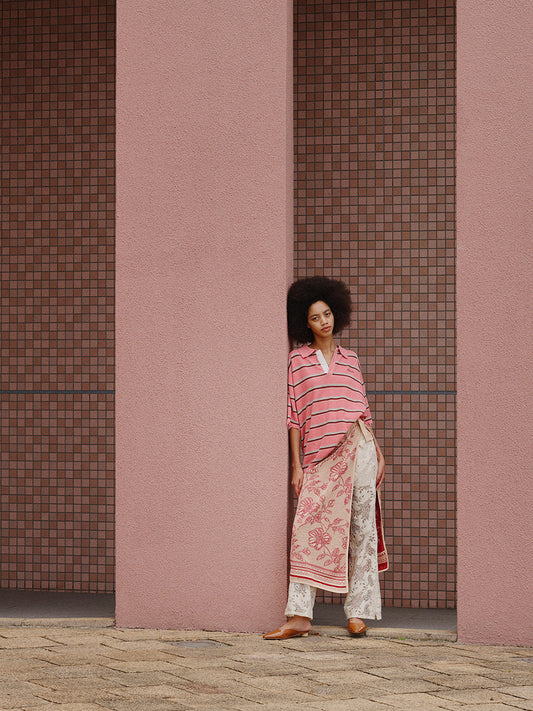 NL BORDER GRUNGE BIG POLO KNIT