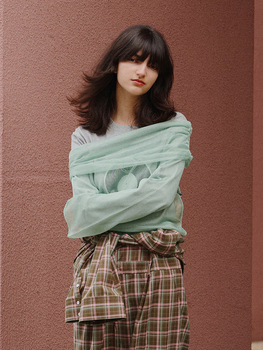 SHEER OFF SHOULDER KNIT