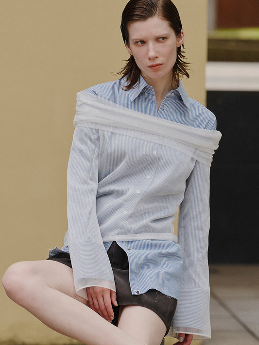 STRIPE SHIRT WITH SCARF