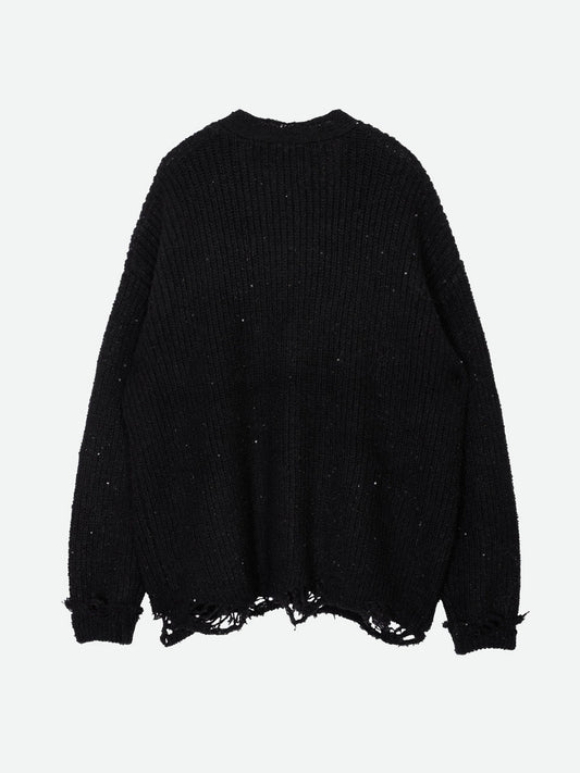 SHINY GRUNGE KNIT CARDIGAN