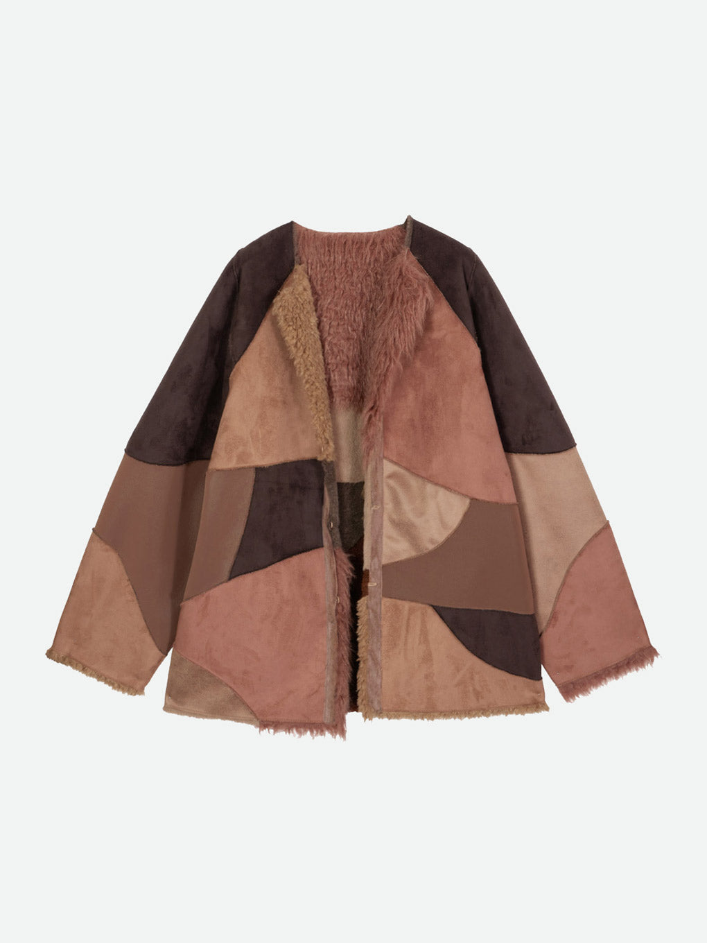 QUILTING PATCHWORK FAKE FUR COAT