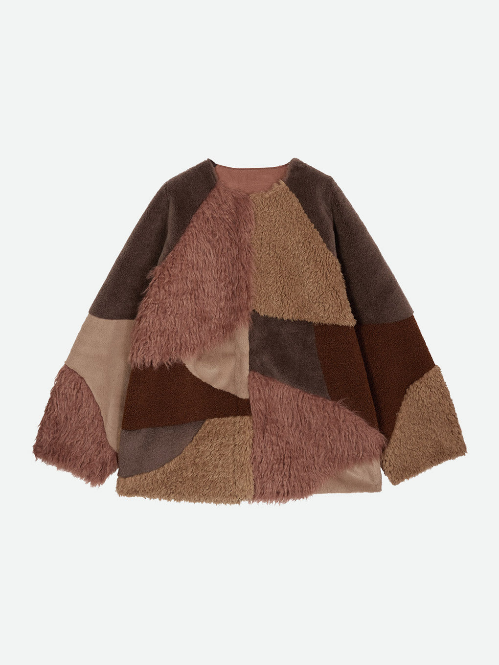 QUILTING PATCHWORK FAKE FUR COAT