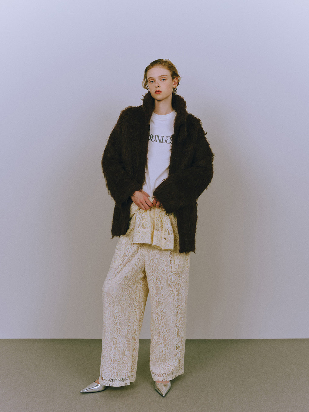 BIG COLLAR KNIT FUR JACKET