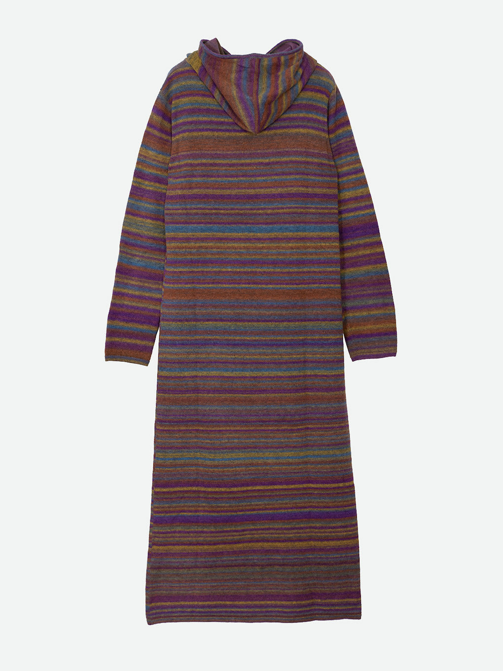 NATURAL BORDER HOODIE KNIT DRESS