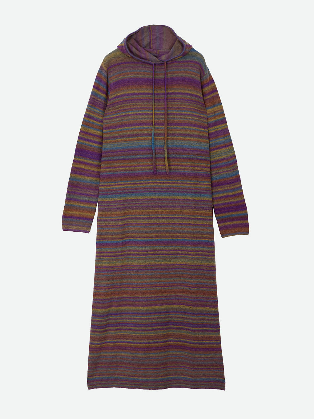 NATURAL BORDER HOODIE KNIT DRESS