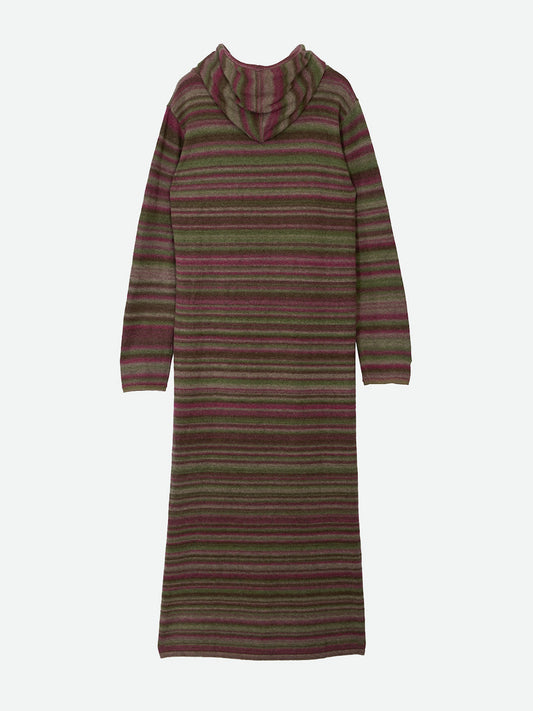 NATURAL BORDER HOODIE KNIT DRESS