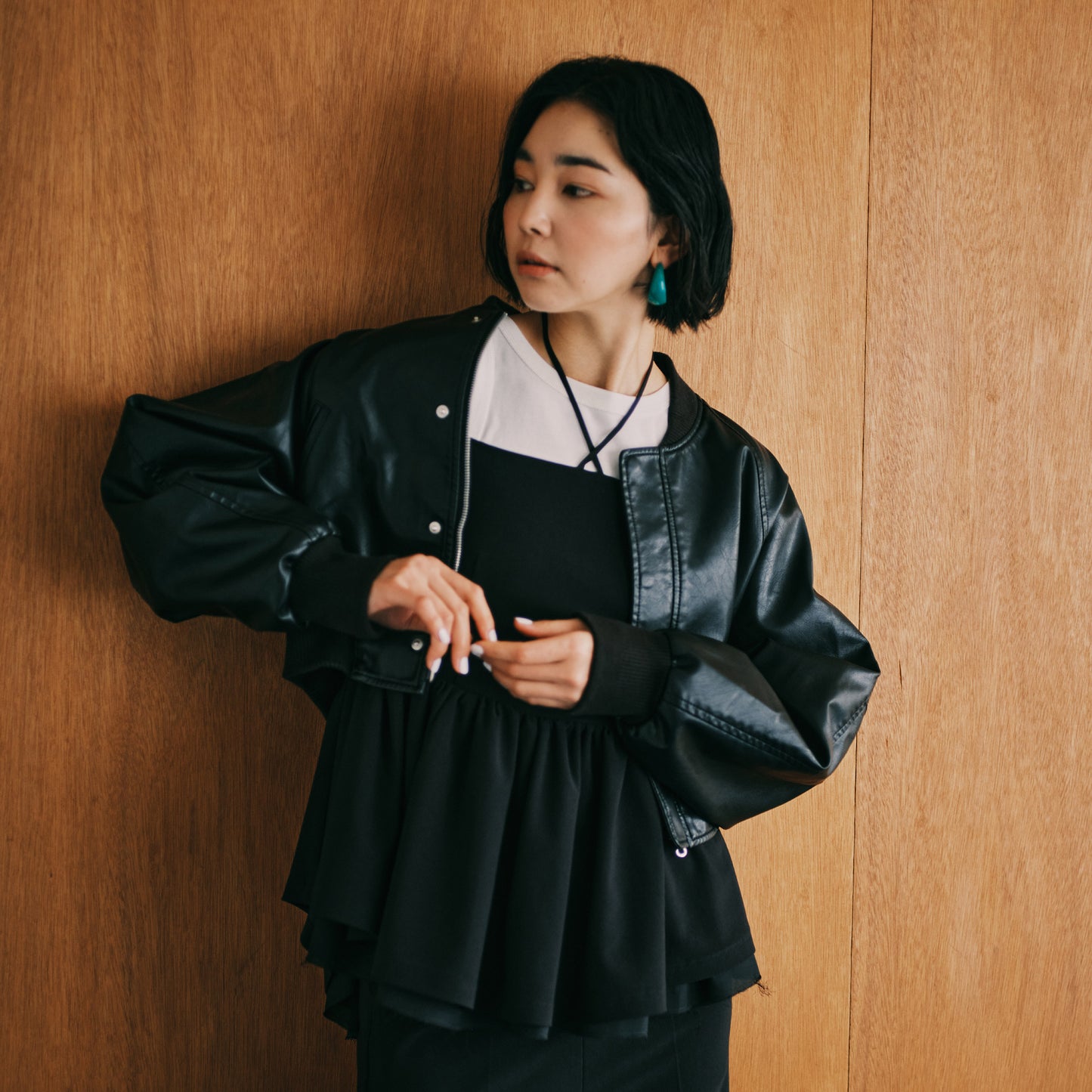 FAKE LEATHER SHORT BLOUSE