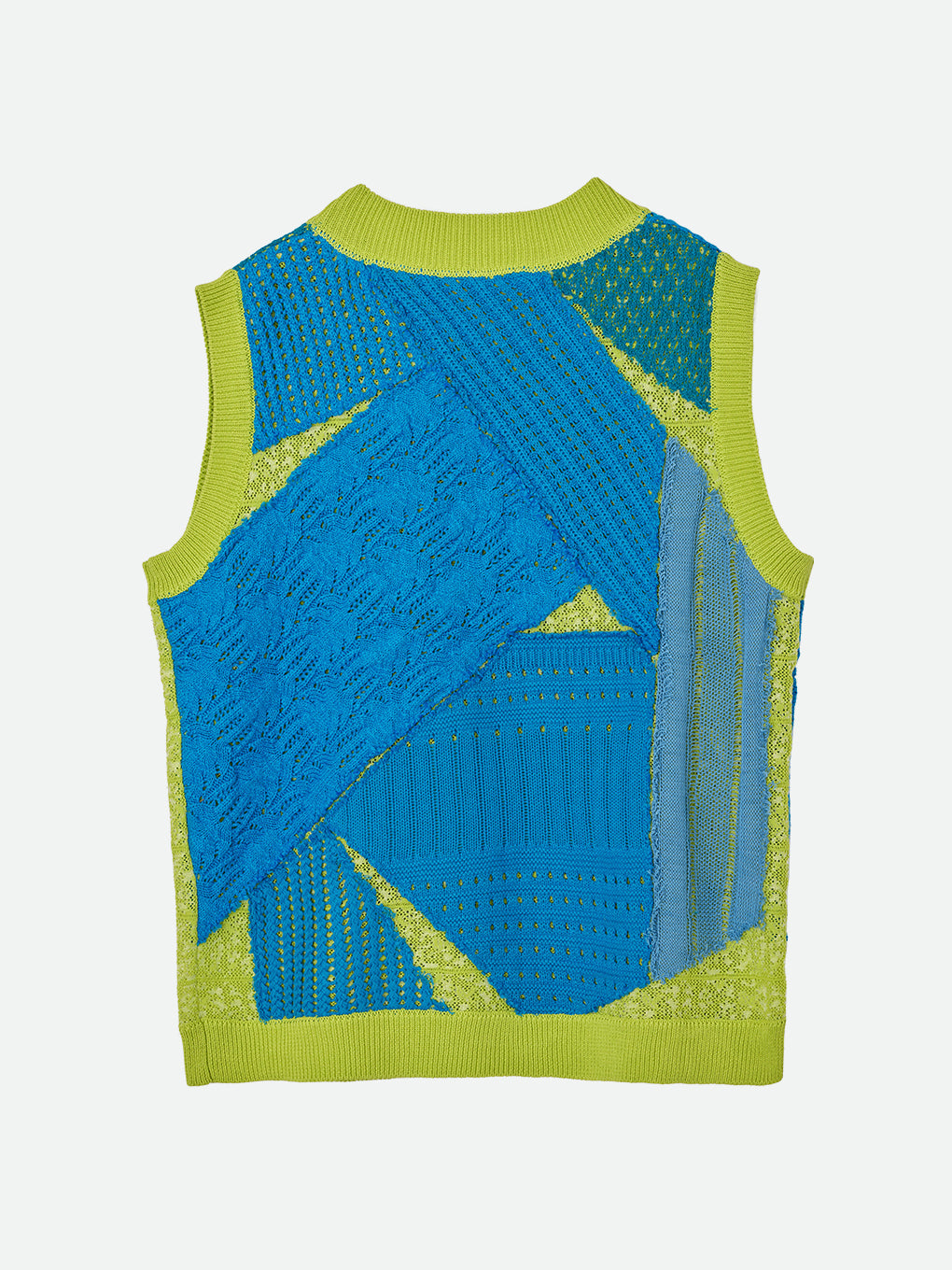 PATCHWORK V NECK KNIT VEST