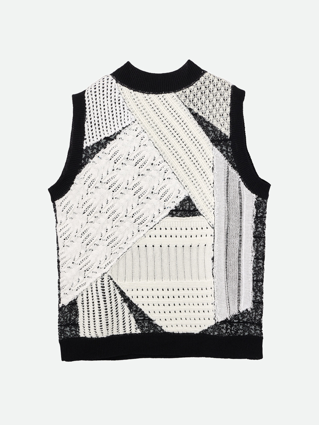 PATCHWORK V NECK KNIT VEST