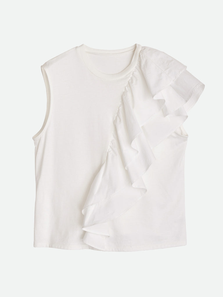UNBALANCE RUFFLE TANK TOP