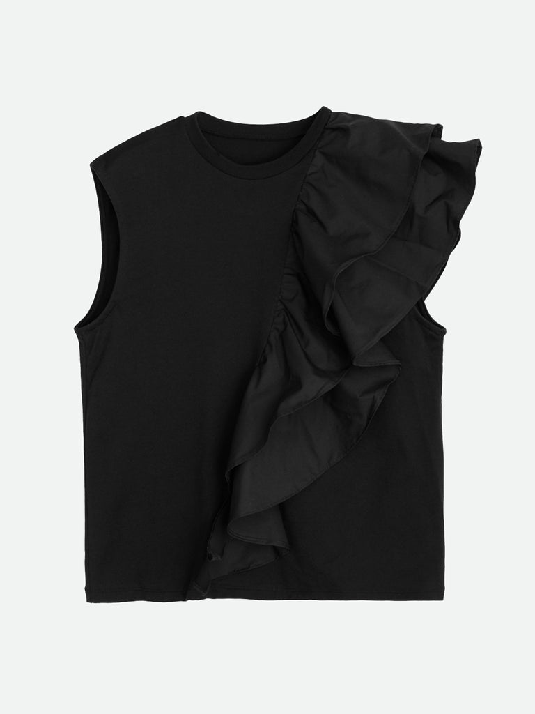UNBALANCE RUFFLE TANK TOP