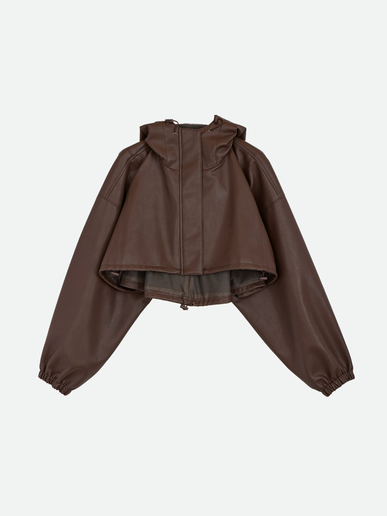 FAKE LEATHER SHORT ANORAK