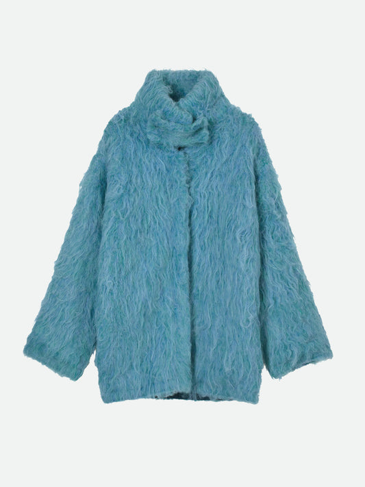 BIG COLLAR KNIT FUR JACKET