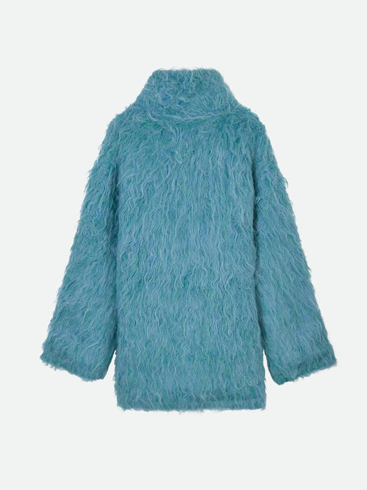 BIG COLLAR KNIT FUR JACKET