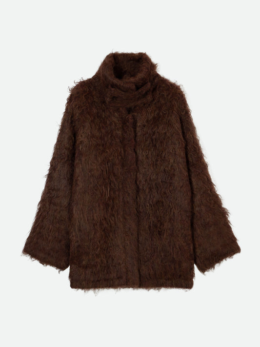 BIG COLLAR KNIT FUR JACKET