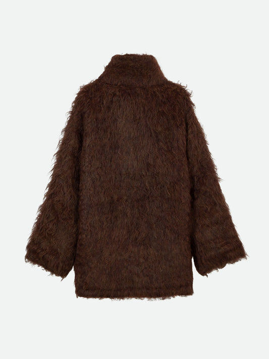 BIG COLLAR KNIT FUR JACKET