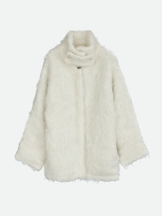 BIG COLLAR KNIT FUR JACKET