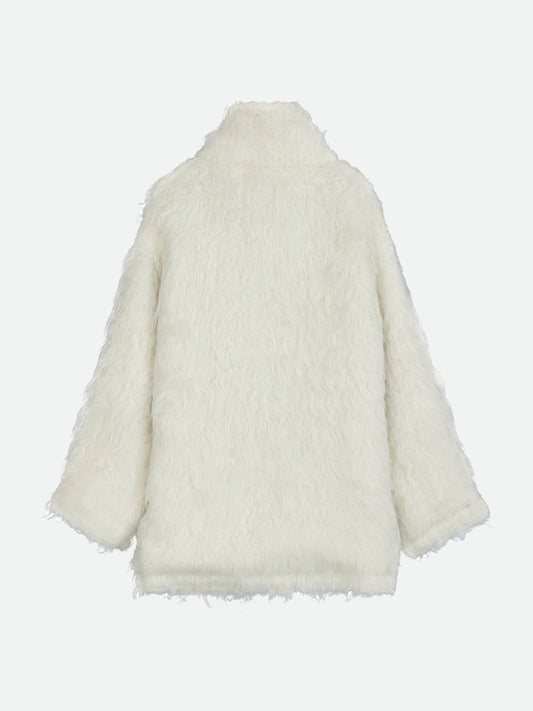 BIG COLLAR KNIT FUR JACKET