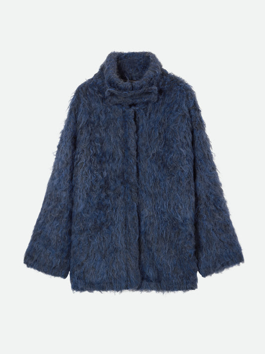 BIG COLLAR KNIT FUR JACKET