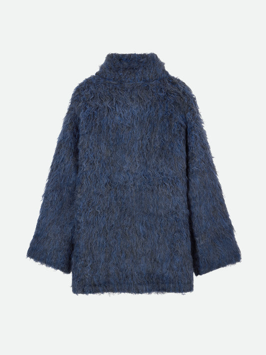 BIG COLLAR KNIT FUR JACKET